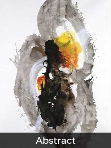 Gray, Orange and Yellow Abstract artwork